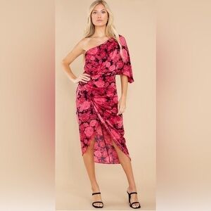 EUC Talulah Floral One Shoulder Roses Midi Dress Size Medium